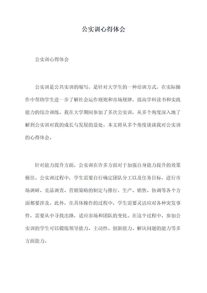 公实训心得体会