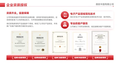 红色简约风证书