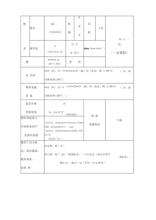 广东省普通高等学校毕业生登记表填写示范模板