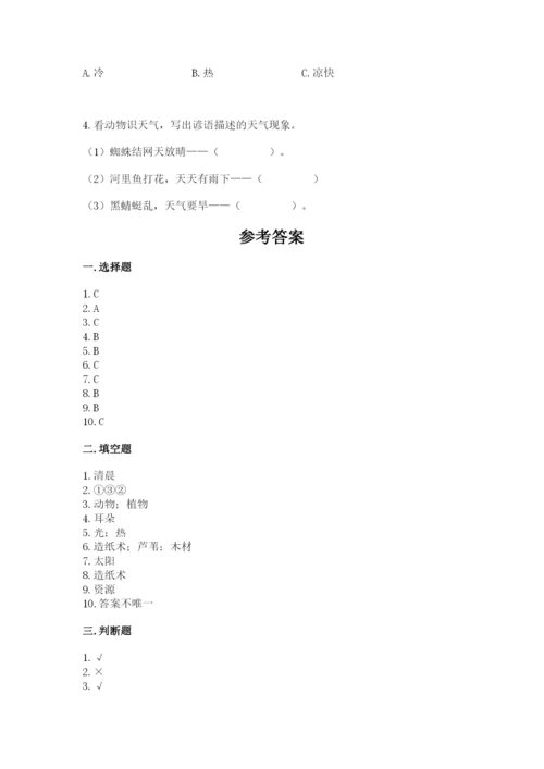 教科版科学二年级上册期末测试卷及参考答案（考试直接用）.docx