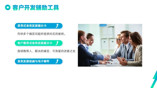 蓝色绿色实拍线条解决方案式销售PPT课件