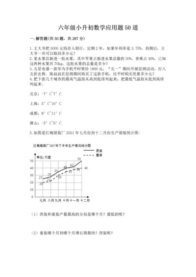 六年级小升初数学应用题50道及答案【网校专用】.docx