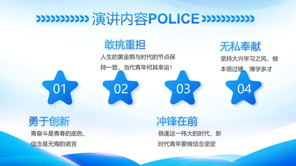 蓝色大气公安警察工作总结计划PPT动态模板