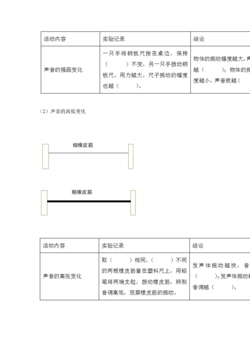 教科版科学四年级上册第一单元声音测试卷含完整答案【夺冠系列】.docx