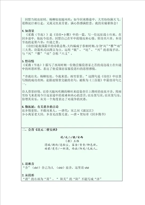 六下古诗词单元过关自查表