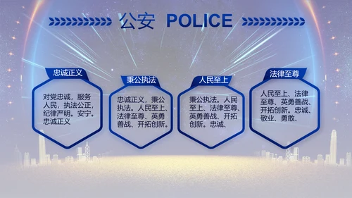 蓝色大气公安机关年终工作总结新年计划PPT
