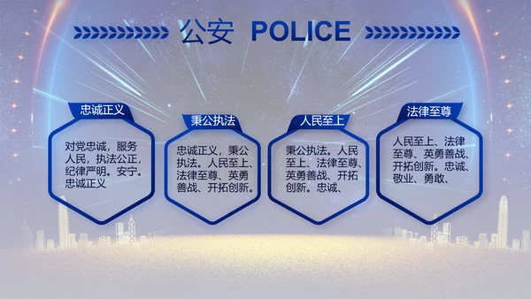 蓝色大气公安机关年终工作总结新年计划PPT