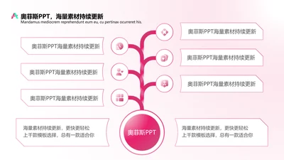红色创意层级关系6项PPT内容页