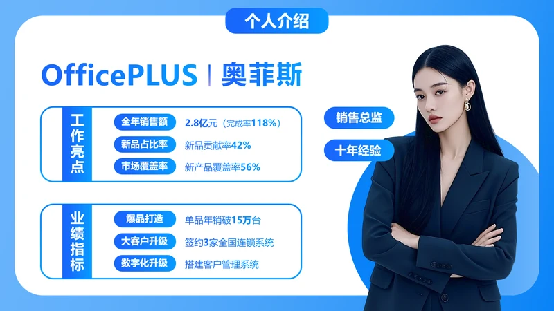 蓝色渐变公司销售个人介绍