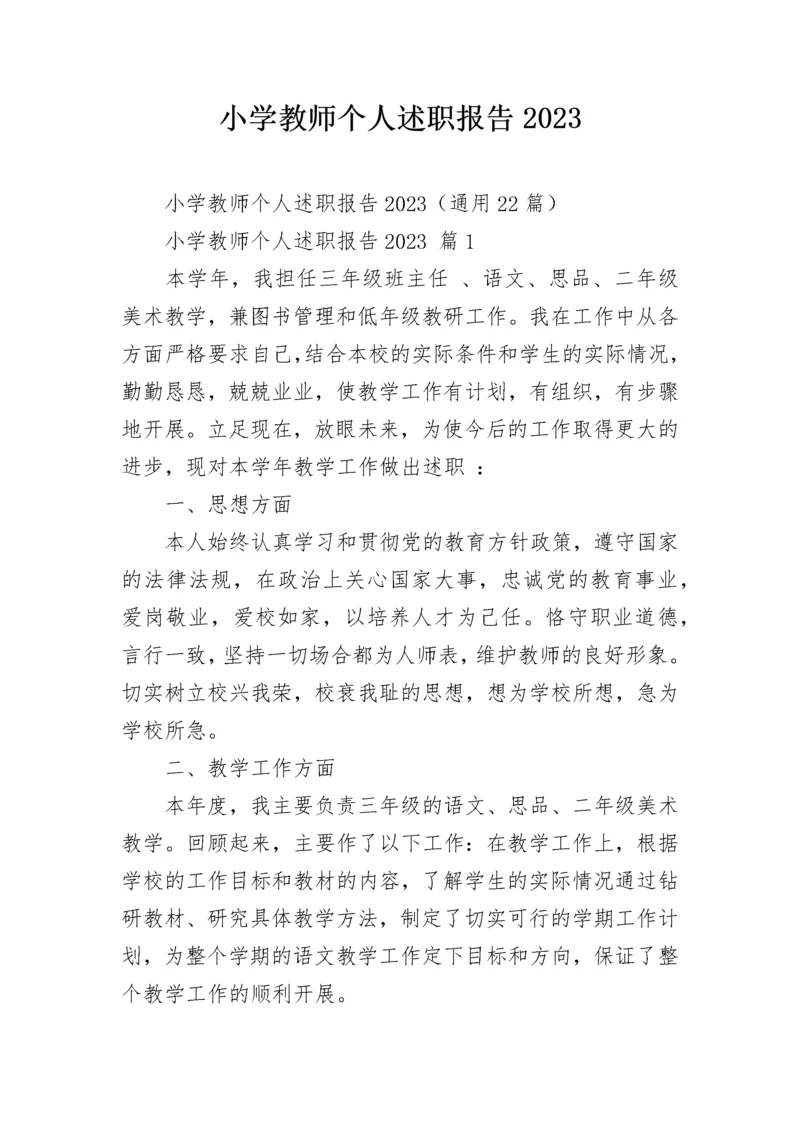 小学教师个人述职报告2023.docx