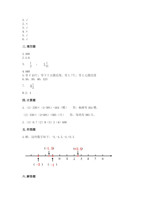 松阳县六年级下册数学期末测试卷推荐.docx