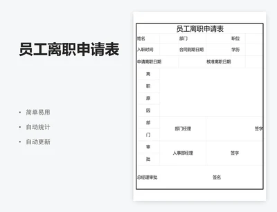 员工离职申请表