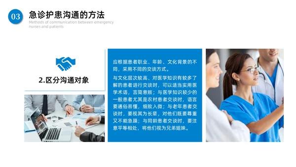 蓝色商务简约急诊护患沟通技巧商务通用PPT模板