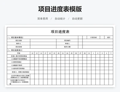 项目进度表模版