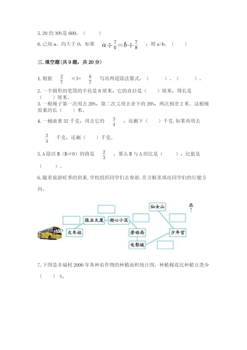 小学六年级上册数学期末测试卷附参考答案【名师推荐】.docx