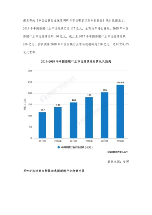 中国面膜行业市场现状及发展前景分析-男性护肤市场或将为行业新增长点.docx