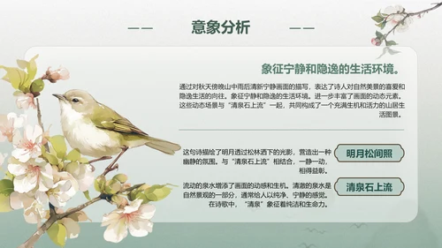 绿色复古风诗歌分享：语言的艺术与美感PPT模板