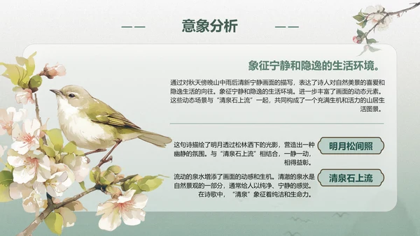 绿色复古风诗歌分享：语言的艺术与美感PPT模板