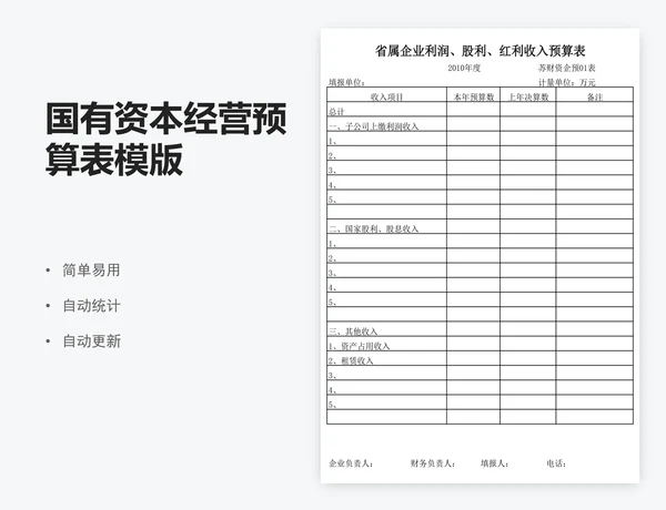 国有资本经营预算表模版