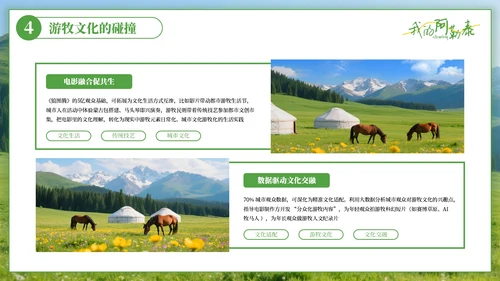 绿色清新阿勒泰影视与旅游文化奇妙碰撞PPT模板