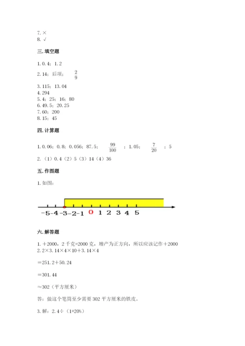 六年级下册数学期末测试卷及答案【名师系列】.docx