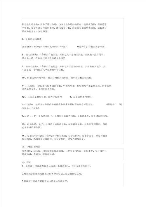 小学数学五年级下册数学必考知识点汇总