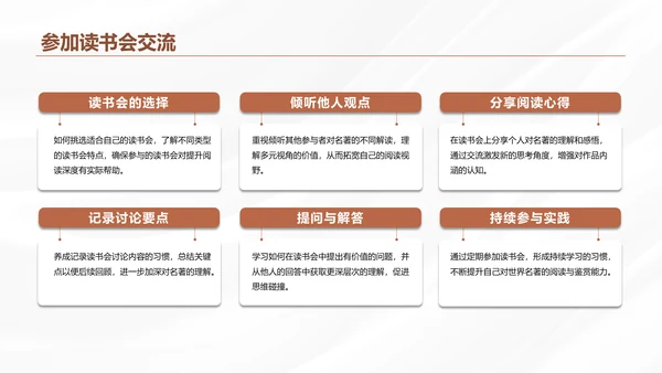 棕色商务风世界名著推荐与感悟PPT模板