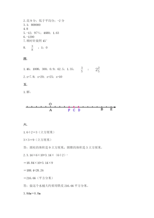 人教版数学小升初模拟试卷附参考答案（夺分金卷）.docx