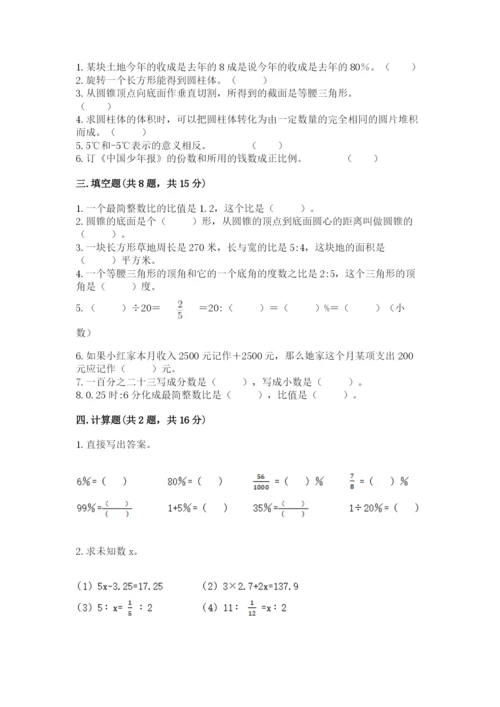 洛阳市宜阳县六年级下册数学期末测试卷精编答案.docx