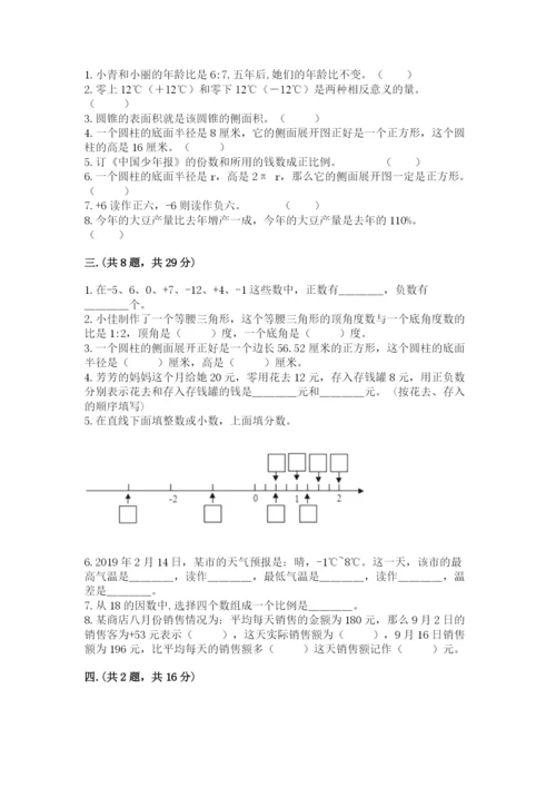 小学六年级数学摸底考试题精品（考试直接用）.docx