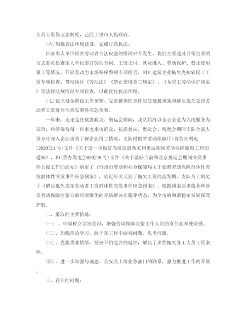 精编之劳动保障监察支队年终总结范文.docx