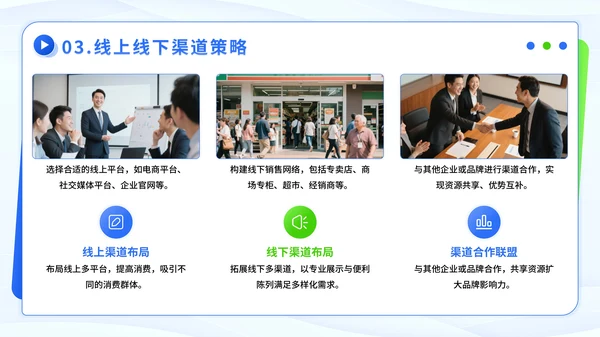 蓝绿色潮流风市场细分与定位方案PPT模板