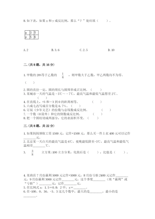 人教版六年级数学下学期期末测试题及答案（必刷）.docx