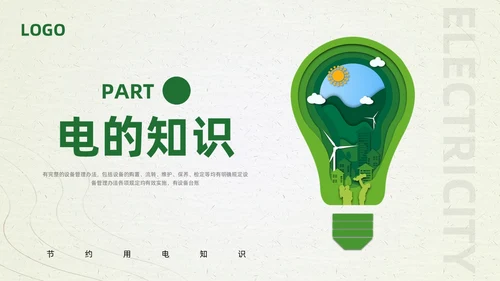 绿色简约节约用电你我共行PPT模板宣传PPT动态PPT
