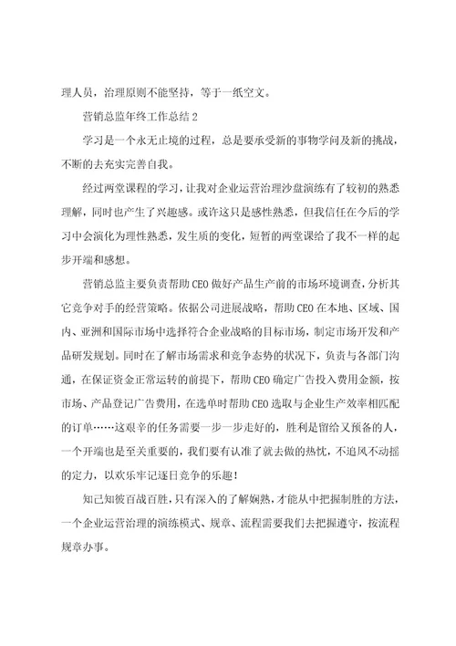 营销总监年终工作总结