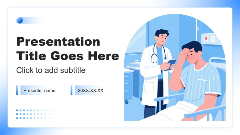 蓝色渐变插画风医院疾病科普活动策划PPT主题模板