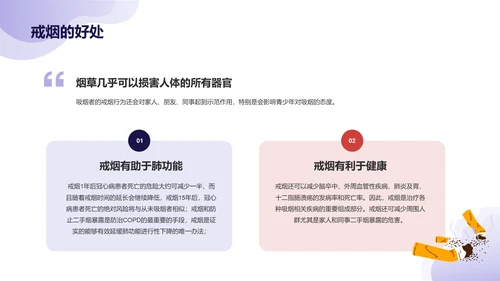 蓝色插画世界无烟日守护健康主题PPT