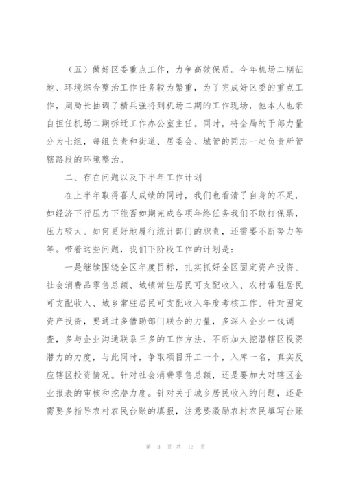 统计局2021年上半年工作总结和下半年工作安排三篇.docx