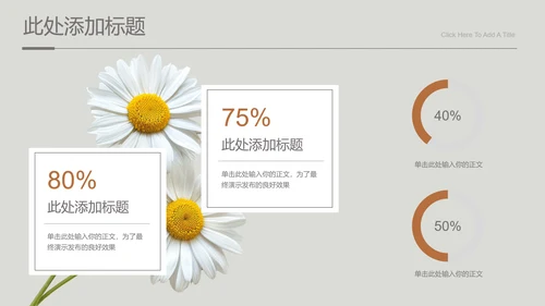 灰色小清新风雏菊总结汇报通用PPT演示模板