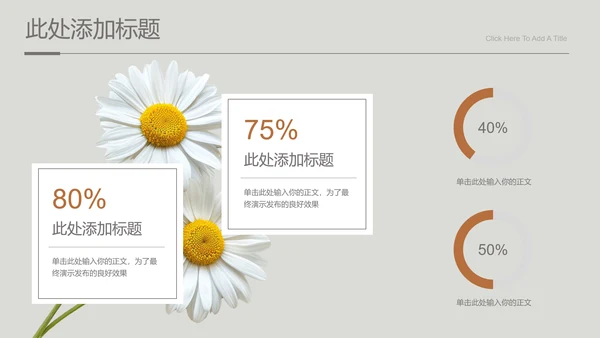 灰色小清新风雏菊总结汇报通用PPT演示模板