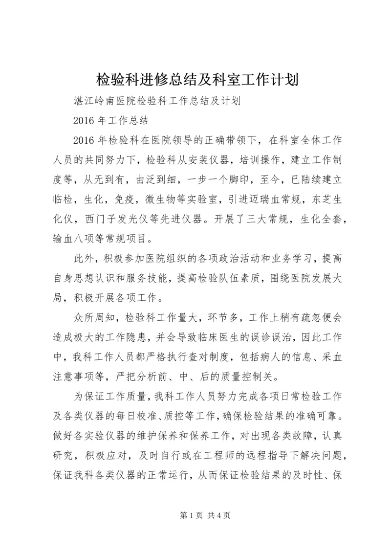 检验科进修总结及科室工作计划 (4).docx