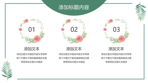 绿色花卉植物小清新几何形状极简教学教育PPT模板