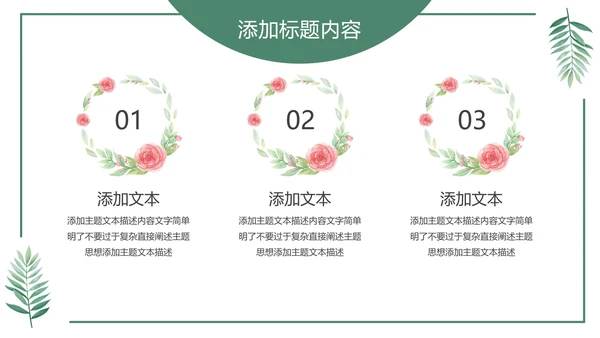 绿色花卉植物小清新几何形状极简教学教育PPT模板