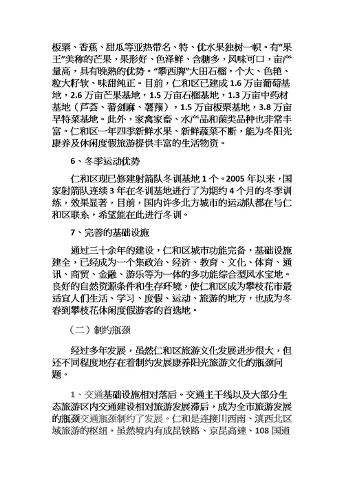 攀枝花阳光康养旅游文化发展研究——以仁和区为例文档