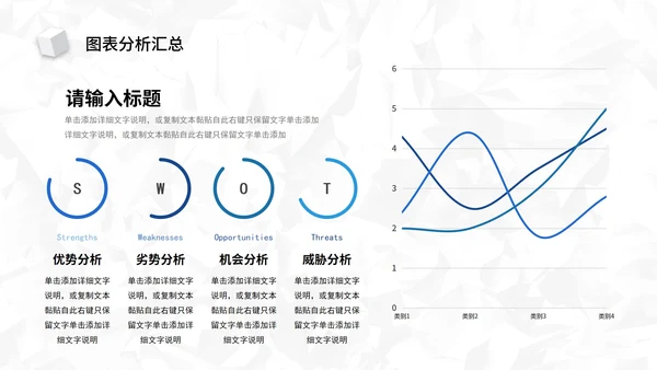 蓝色简约SWOT风险管理分析图表汇报PPT模板