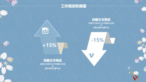 素雅樱花飞舞背景工作汇报通用PPT模版