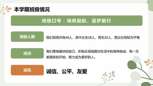 绿色小清新初中期末家长会PPT模板