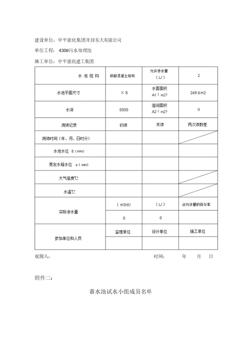 混凝土水池蓄水池试水方案