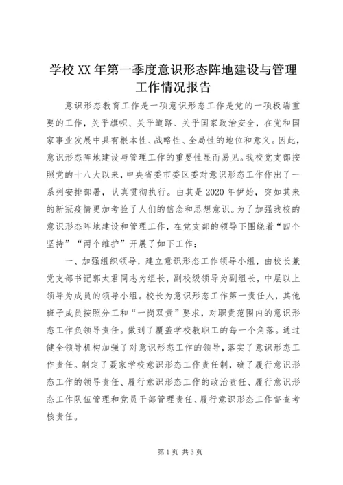 学校XX年第一季度意识形态阵地建设与管理工作情况报告.docx