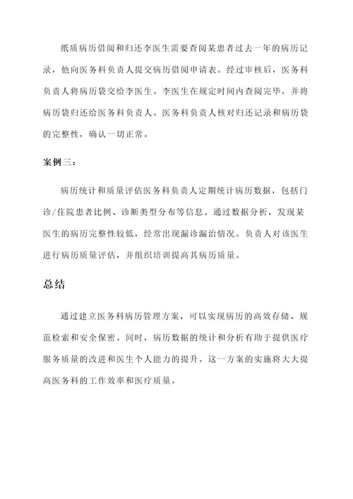 医务科病历管理方案
